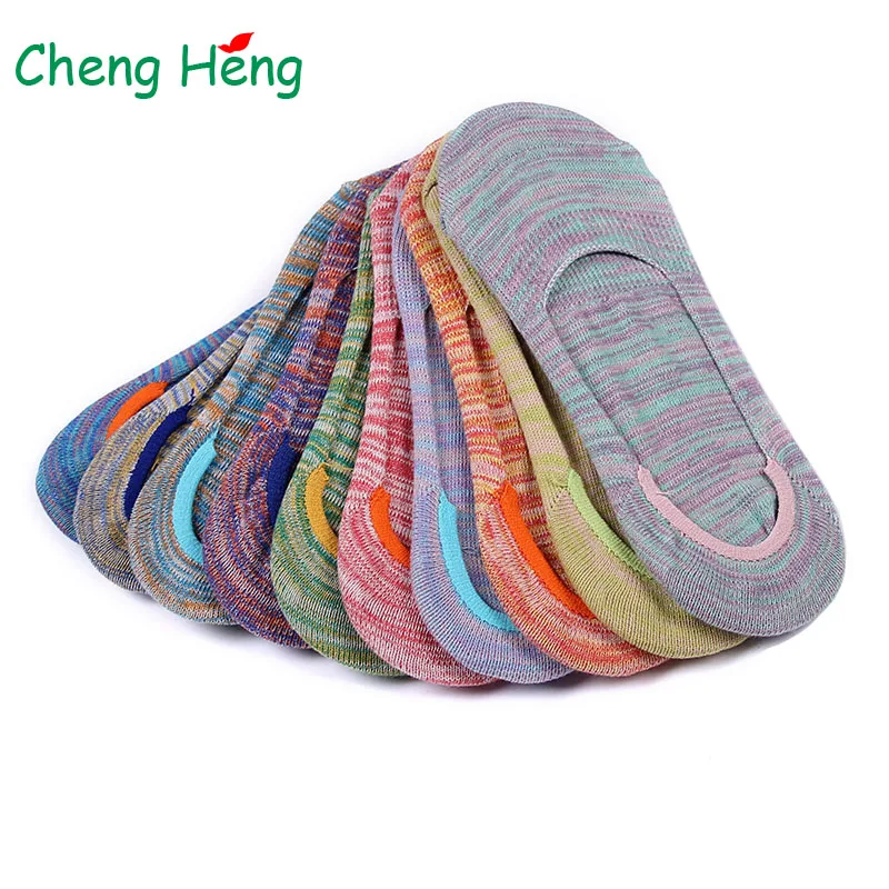 

Spring Summer New Invisible National Shallow Mouth Women Cotton Socks Silica Gel Non-slip Colorful Breathable Cool Sock Slippers