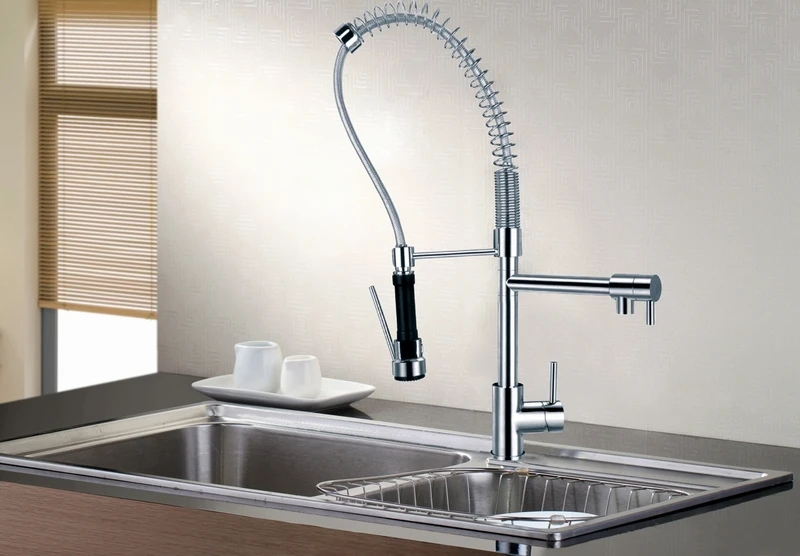Pull Down Pre Rinse High Arc Spring Kitchen Faucet With Pot Filler Pull Down Pre Rinse High Arc Spring Kitchen Faucet With Pot Filler Water Swivel Dual Spray Chrome Br Sink Mixer In Faucets From