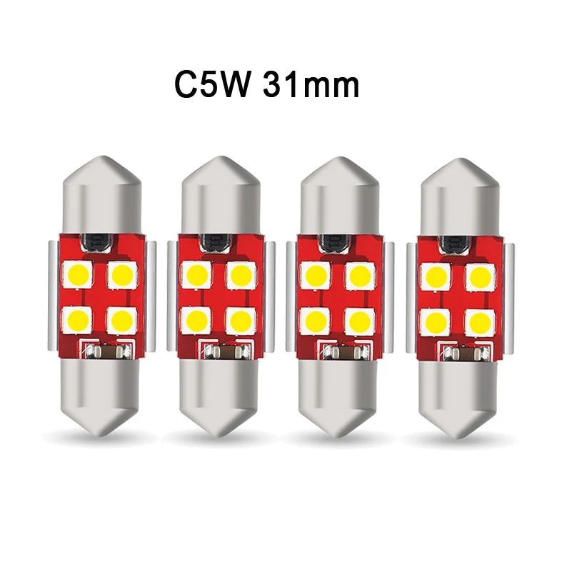 OXILAM 4 шт. Canbus C5W светодиодный 3030 SMD гирлянда 31 мм 36 мм 41 мм 42 мм купольный светильник для чтения лампа для салона автомобиля светильник ing 12 в 6000 К Белый - Испускаемый цвет: C5W 31mm