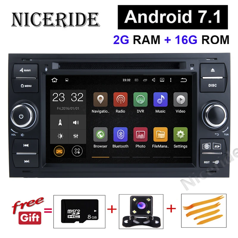 Excellent Android 8.0 Car Multimedia Player GPS Autoradio 2 Din 7 Inch For Ford/Mondeo/Focus/Transit/C-MAX/S-MAX/Fiesta 4GB RAM Radio PC 52