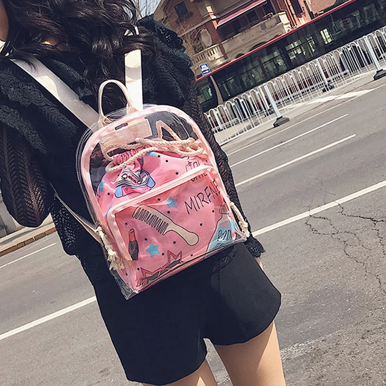 Милый прозрачный виниловый рюкзак, прозрачные Мини рюкзаки, школьные сумки Харадзюку, рюкзаки для девочек-подростков, маленькая сумка