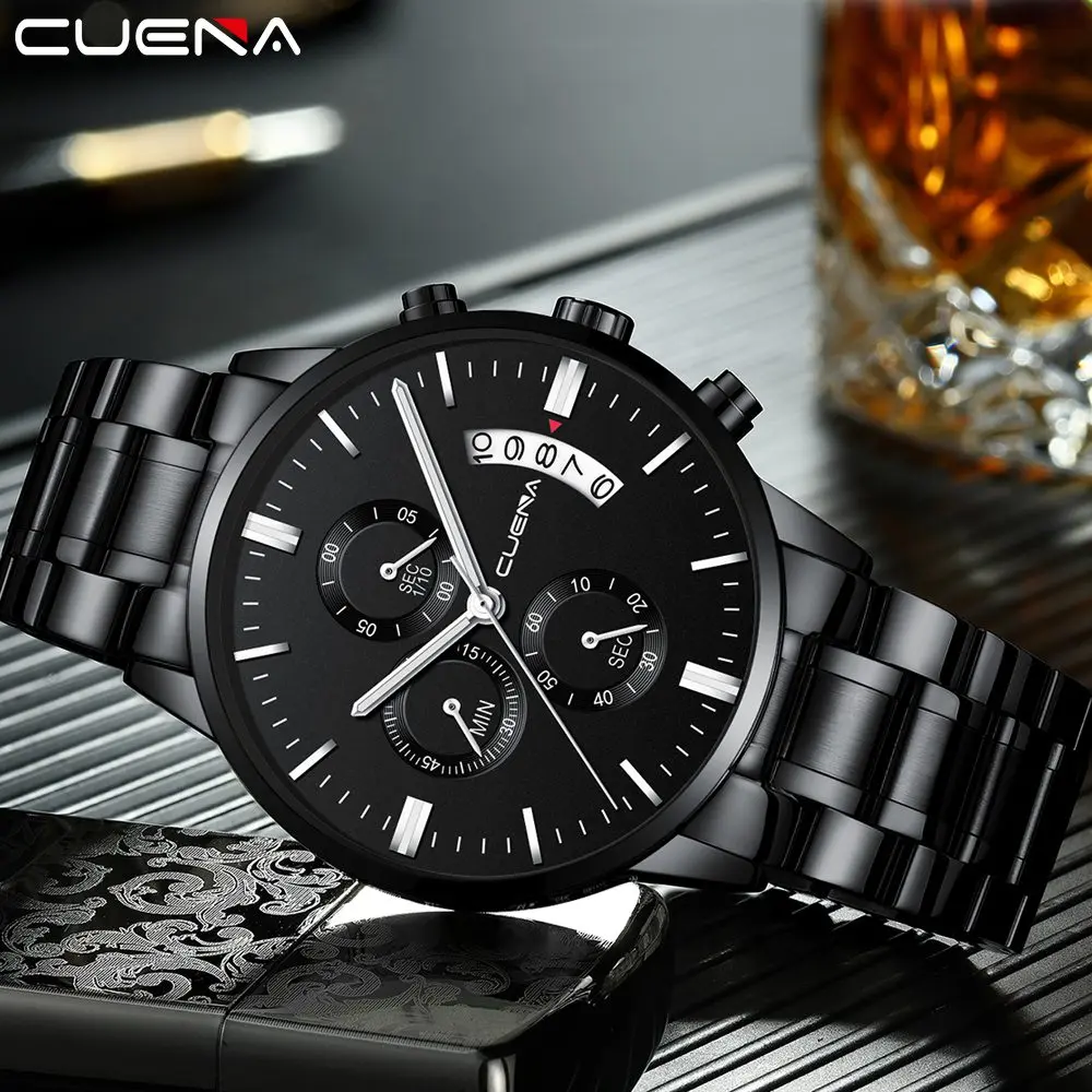 Black Metal Watch Men Watches Luxury Famous Top Brand Men's Fashion Casual Dress Watch Military Qua