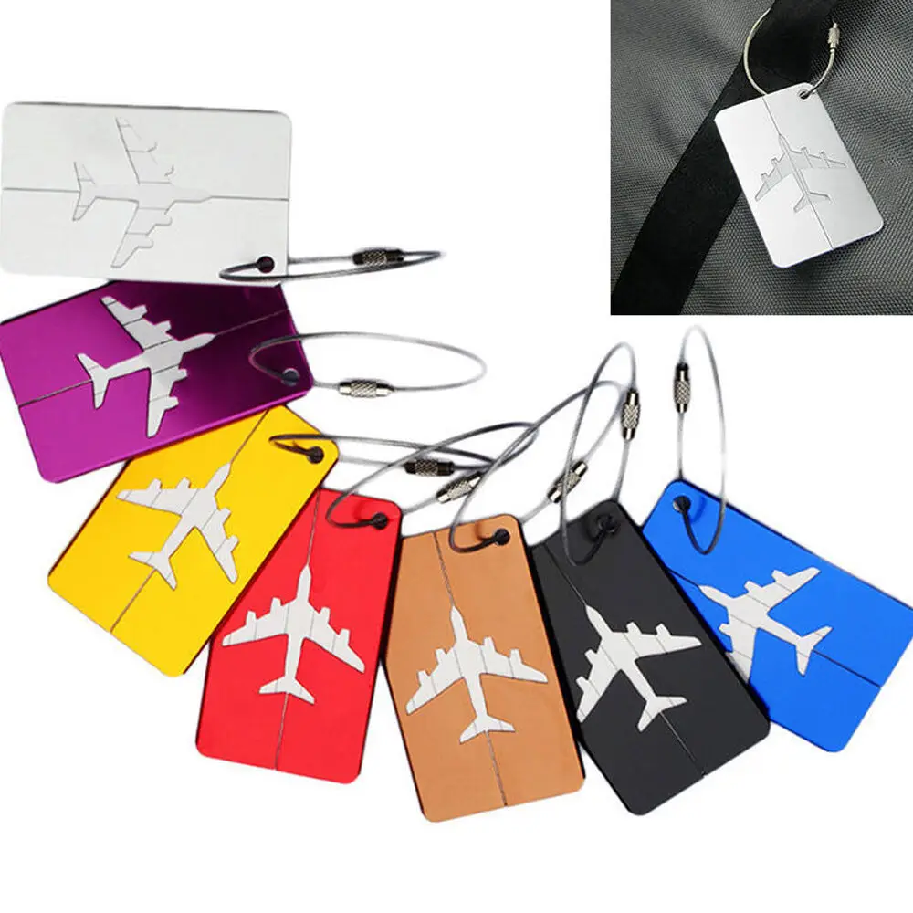 

HOT Luggage Tag Aluminum Alloy Air Plane Travel Suitcase Name Address ID Label