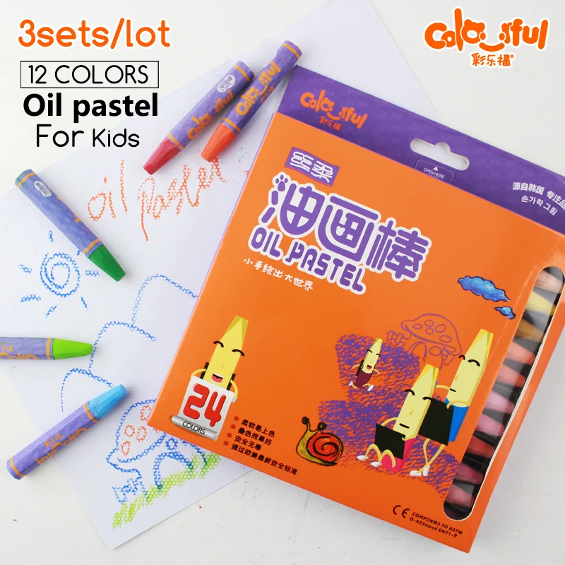 

3 sets/lot 24 Colors Oil Pastels Drawing Brush Oil Painting Stick Soft Crayon for Children Artist Art School Supplies