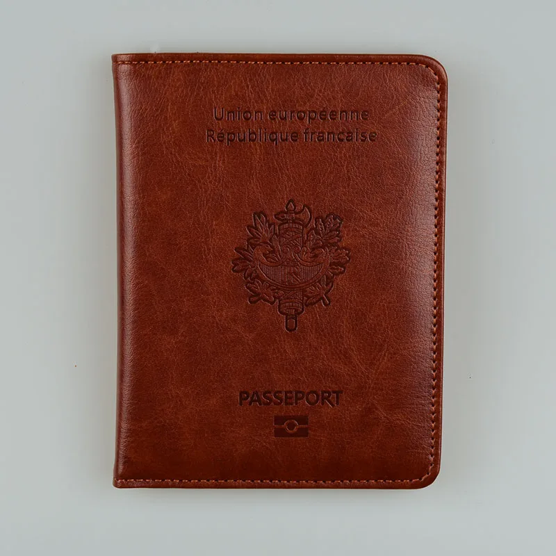 DIKEDAKU Многофункциональный Франции Обложка для паспорта из мягкой искусственной кожи Для женщин/Мужские обложки для паспорта путешествие французский паспорта - Color: brown