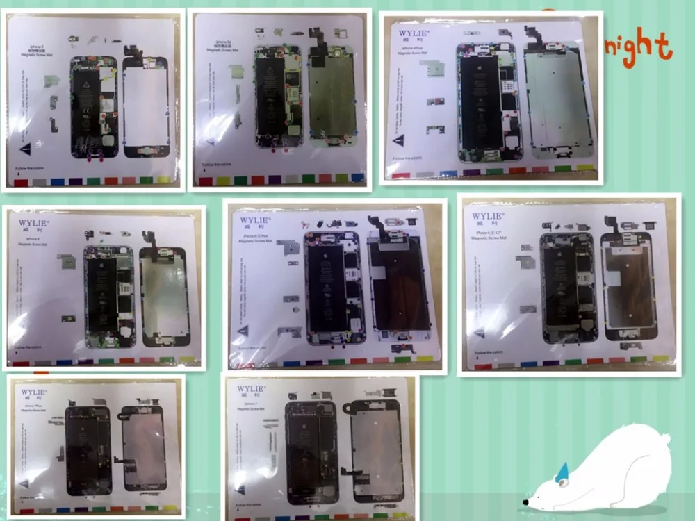 bilder für 8 stücke professionelle magnetische schraubendreher mat arbeit pad für iphone 5, 5 s, 6, 6 s, 6 plus 6 splus, 7,7 plus Reparatur handy bilder für 8 stücke professionelle magnetische schraubendreher mat arbeit pad für iphone 5, 5 s, 6, 6 s, 6 plus 6 splus, 7,7 plus Reparatur handy