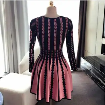 

Brieuces 2018 winter women dress slim elastic long-sleeve knitted one-piece dress short female pleated casual dress autumn women