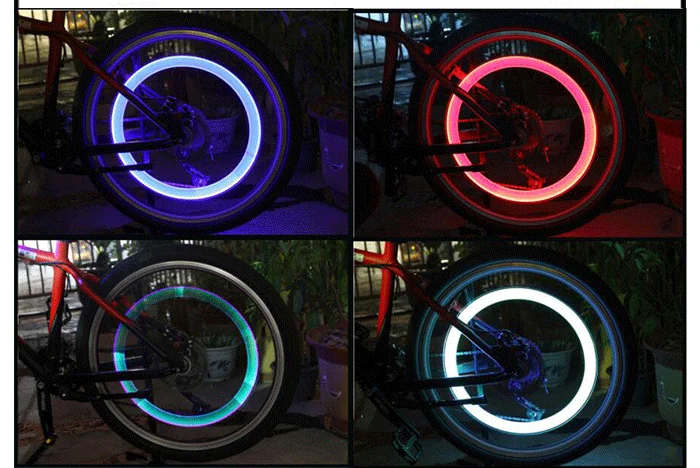 Flash Deal RockBros Bike Bicycle Cycling Wheel Tire Valve Cap Nozzle LED Warning Light Safety Lamp Lights Bicycle Wheel Light Reflector 6