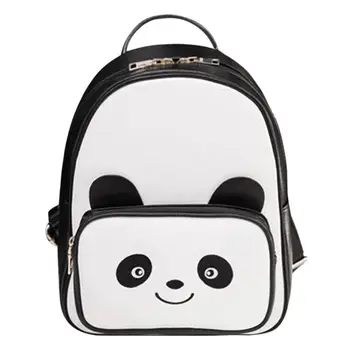 

New Women Backpacks Lovely Panda Mini Girl Bags PU Leather Casual Female Backpack Fashion Teenagers School Bag Black Bookbag