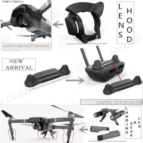 

PGY Extended Landing Gear with LED+Lens Hood+Rocker Protector For DJI Mavic Pro