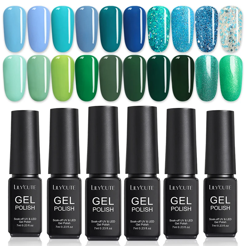 

LILYCUTE 7ml DeepSky Glitter UV Nail Gel Polish Pure Blue Color Soak Off Nail Art Gel Varnish Long Lasting Manicure Design