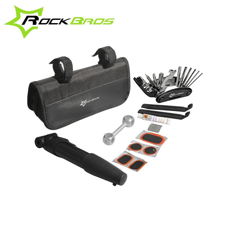 ROCKBROS Bike Portable Tyre Bike Repair Kit Tool Bag Multi-function Tool Black