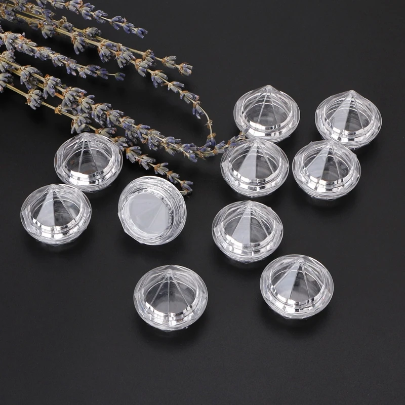 

10Pcs/Set 5g Transparent Diamond Cream Box Refillable Empty Travel Cosmetic Case