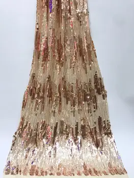 

Gold African Lace Fabric 2018 High Quality Lace Fabric 3 D Flower Beautiful Applique Sequins Lace For Nigerian Wedding Dress