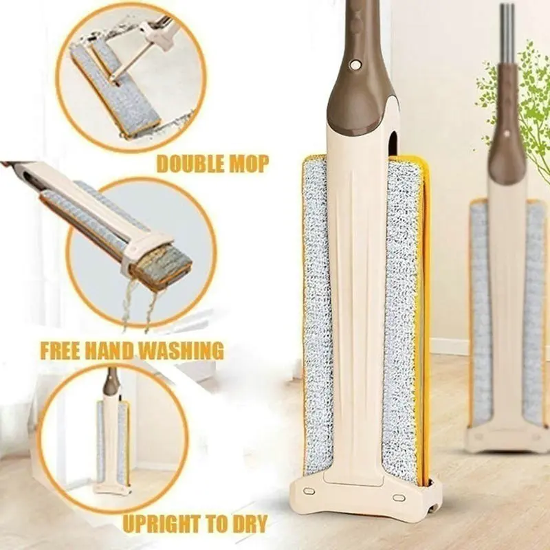 

Double Side Magic Flat Mop Self Wringing Hands Free Sweepers Hard Floor Cleaner Lazy Floor Cleaning Tool Mop Head Lazy Spin Mop