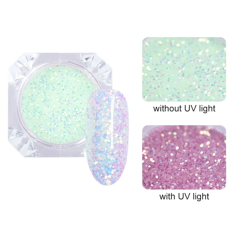 

1 Box Light Changing Nail Powder Glitter Dust Color Change UV Light Photochromic Pigment Dust Manicure Nail Art Decoration
