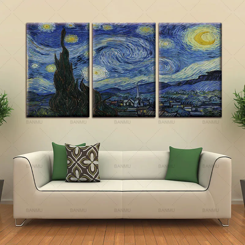 Картина на холсте домашний Декор стены искусство гостиной без рамки Звездная ночь настенная живопись Винсента Виллема ван печать Ван Гога стены