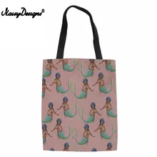 Складная сумка для покупок Женская Русалочка печатных магазин Экологически чистая сумка женские повседневные хлопковые сумочки для женщин Холщовая Сумка Многоразовые