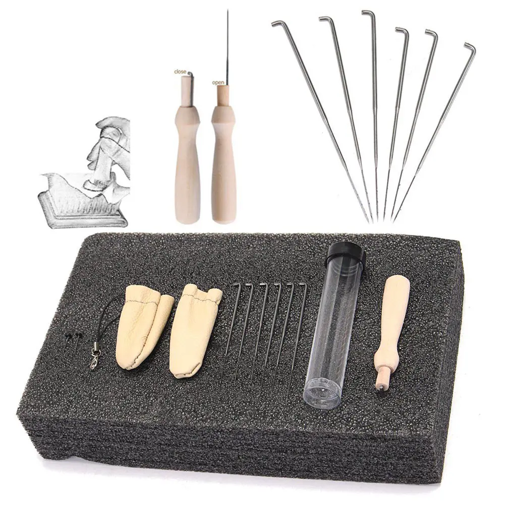 

14Pcs Needle Felting Starter Kit Wool Felt Tools Mat + Needles+Accessories Craft Set LXY9 JA16