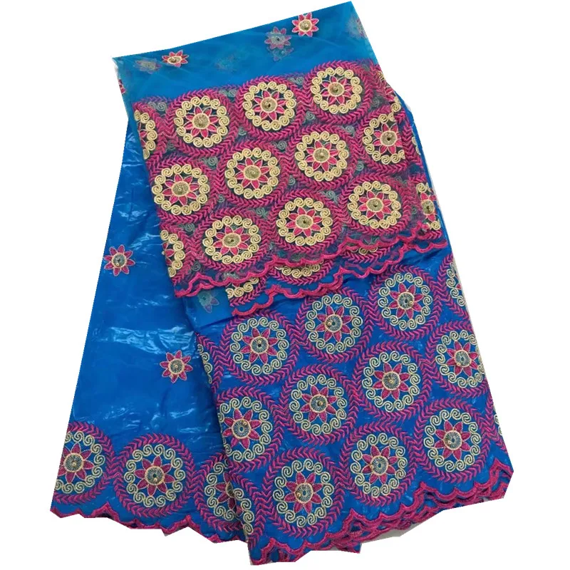 New 5 Yards bazin riche with Beads African Embroidered Bazin Getzner for party dress French 2Yards Net Lace YJ52-69 | Дом и сад