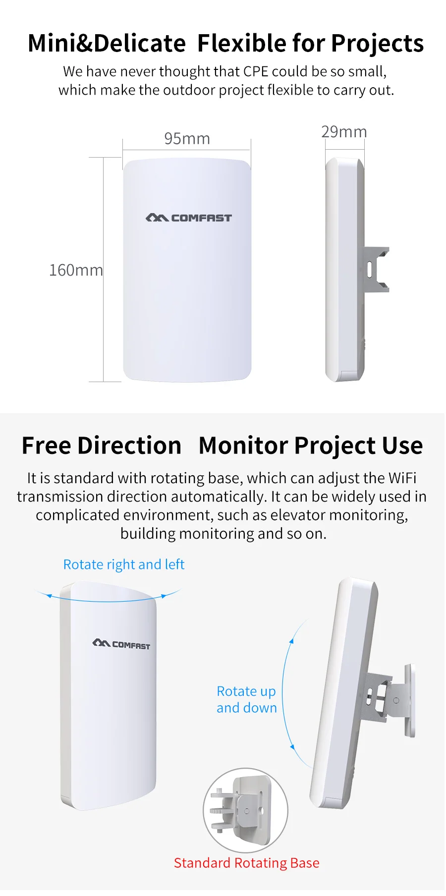 Wi-Fi мост 300 Мбит/с 2,4 г 0-3 км Беспроводной Extender сигнала приемник Поддержка 4 К лифт мониторинга костюм открытый станции IP Камера