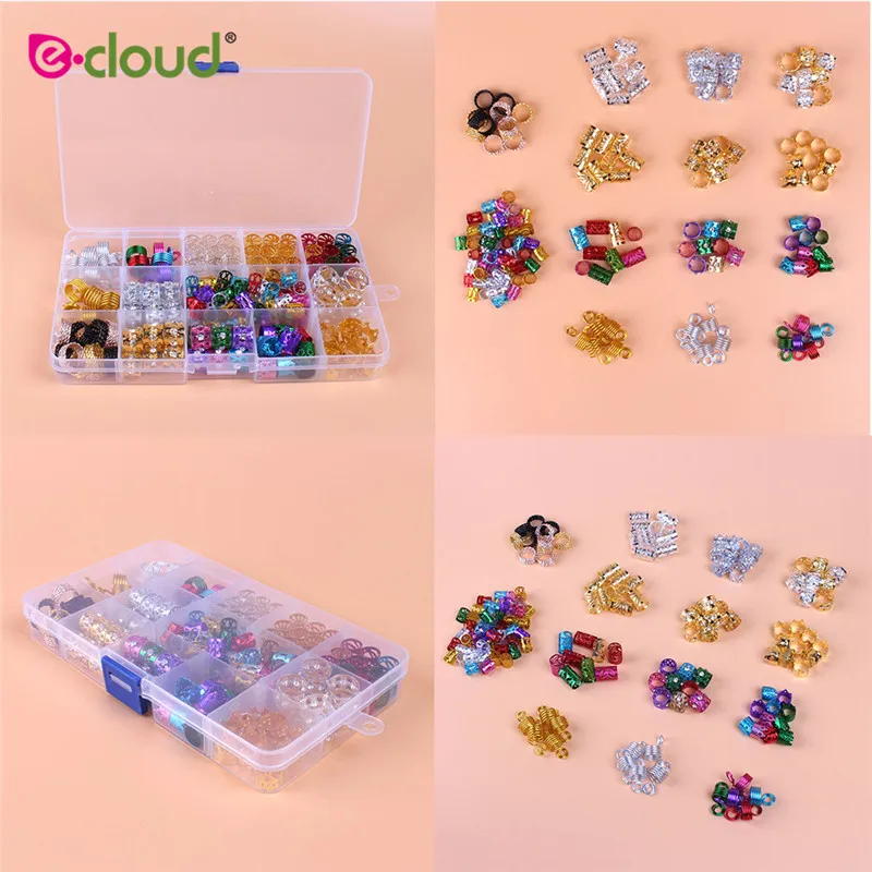 159 Pieces Metal Hair Ring Cuffs Hair Braiding Beads Aluminum