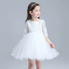 Детское белое свадебное платье высокого качества с цветочным узором для девочек г. Детская одежда с юбкой-пачкой и короткими рукавами для девочек официальная Мода AKF164038
