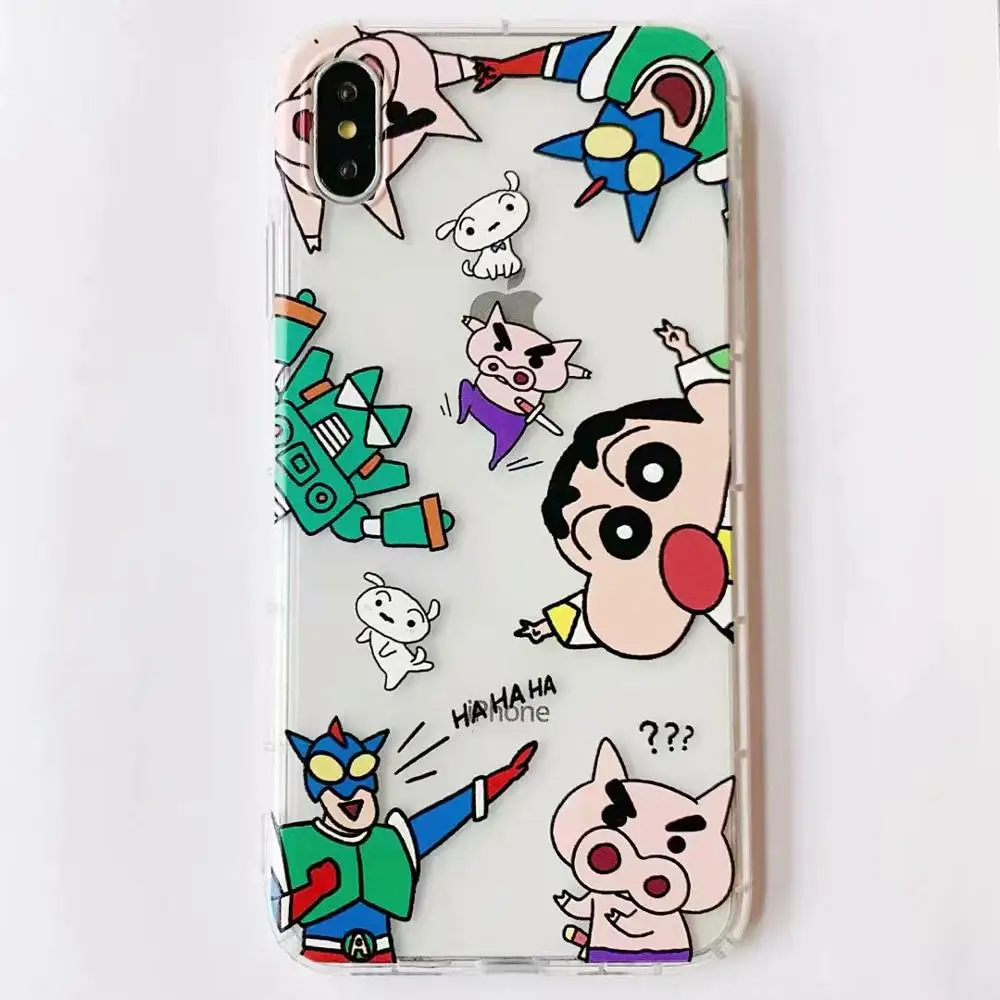10 шт./партия, чехол для телефона Crayon Shin-chan, прозрачная задняя крышка из ТПУ для iPhoneXs max XR 8plus 6s 7plus X/XS Skinny Shell, защита