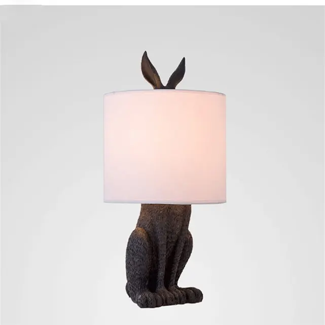 Современные в масках кролик настольные лампы Смола Ретро промышленные настольные лампы для спальни прикроватные Кабинет Ресторан декоративные светильники - Цвет абажура: Black