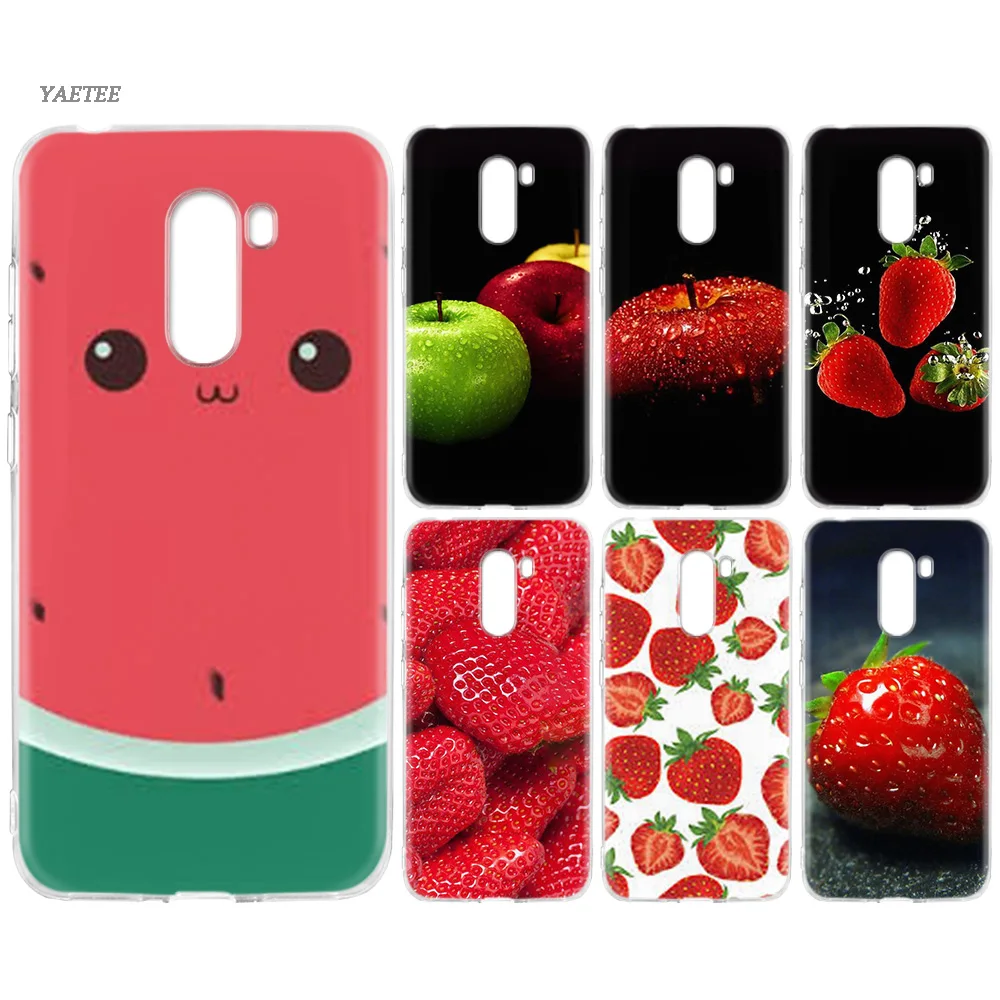 

Fundas Silicone Phone Case For Xiaomi Xiomi Pocophone F1 Mi 8 SE lite 6 5 6X A1 A2 lite Note 3 Play Cover Green fruit kiss cherr