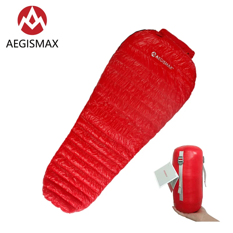 

Aegismax Nano Ultralight Camping Mummy 95% White Goose Down Sleeping Bag 3 Season Hiking 800 FP Can Be Zippered Together