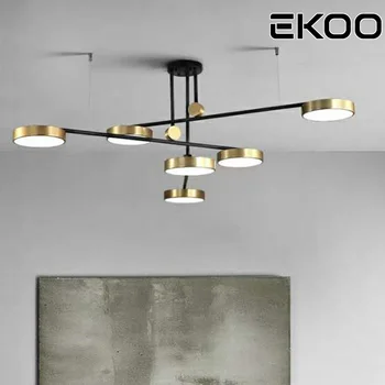 

EKOO Gold Copper LED Dimmable Nordic minimalist chandelier modern lamps decoration