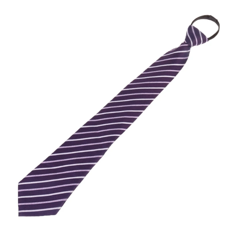 KLV Men Pre Made Striped Fashion Designer Zipper Necktie Business Wedding Formal New - Цвет: Фиолетовый