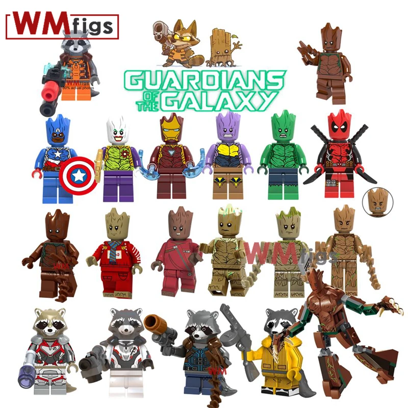 

Single Legoings Tree Man Roket Raccoon Guardians of the Galaxy Avengers 4 Endgame Figures Building Blocks Toys Children Gifts