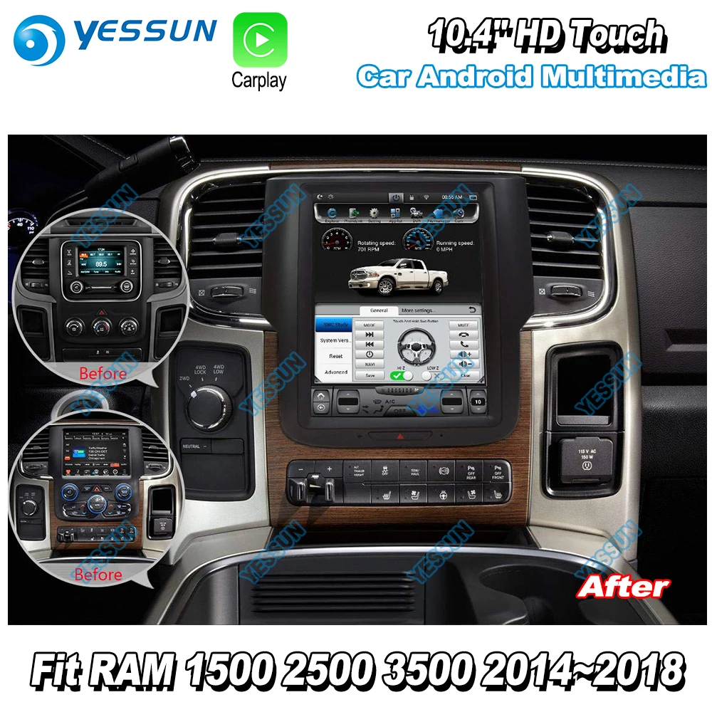 YESSUN 10,4 ''HD супер экран для Dodge ram 1500 2500 3500~ автомобиль Android Carplay gps Navi карты навигации радио без DVD