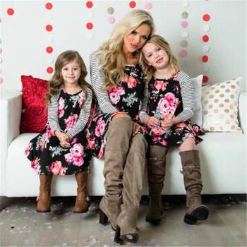 

Mother and Daughter Floral Dress Matching Mom And Me Women Kid Girls Casual Family Clothes