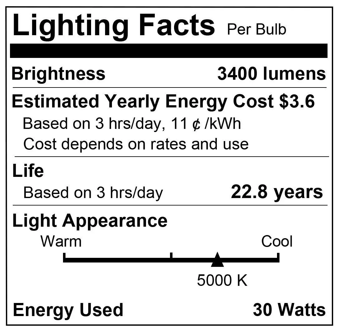 Светодиодный светильник 250-300 Вт HID/MH эквивалент 30 Вт коммерческий Модернизированный T80 E26 E39 3400 люмен Дневной светильник 5000K для Warehouse-2Pack