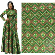 Me-dusa Новая африканская восковая Штамповка с зелеными бриллиантами хлопок Hollandais воск платье своими руками костюм Ткань 6 ярдов/шт Высокое качество