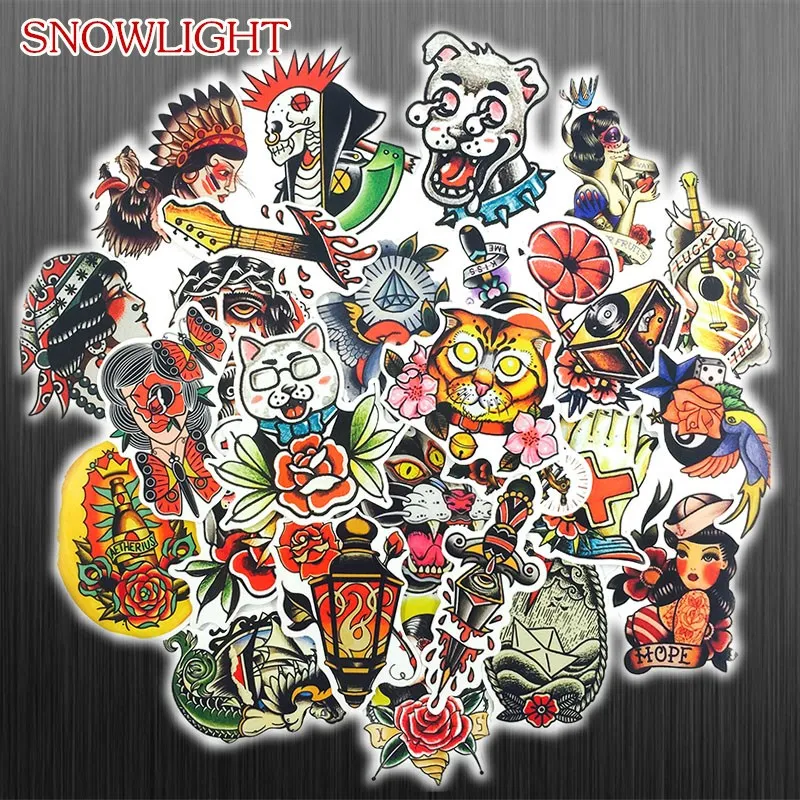 50Pcs/lot Old School Tattoo Girl Stickers For Snowboard Laptop Luggage Car Fridge Car- Styling Vinyl Decal Home Decor Sticker