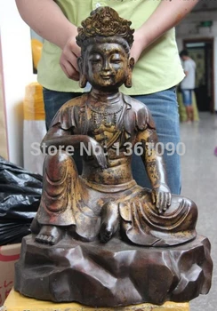 

xd 00682 Old Bronze Free godness Kwan-Yin Guanyin Bodhisattva Buddha Statue