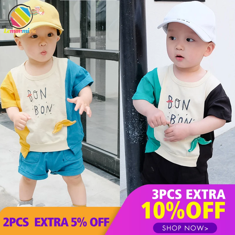 

Lemonmiyu Summer Patchwork Baby Sets Cotton Print Children Two-Piece Newborn Fashion Tops and Shorts 1st Birthday Baby Suits