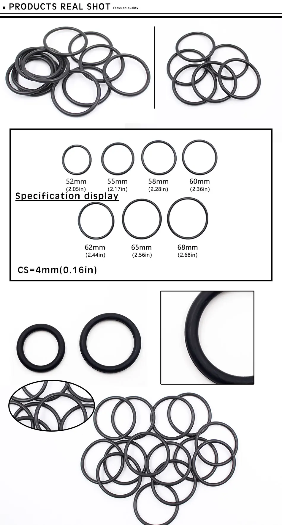 1 шт. фторсодержащий каучук кольца черный FKM уплотнительное кольцо CS 4 мм OD52/55/58/60/62/65/68 мм резиновое кольцо уплотнительное кольцо топлива шайба
