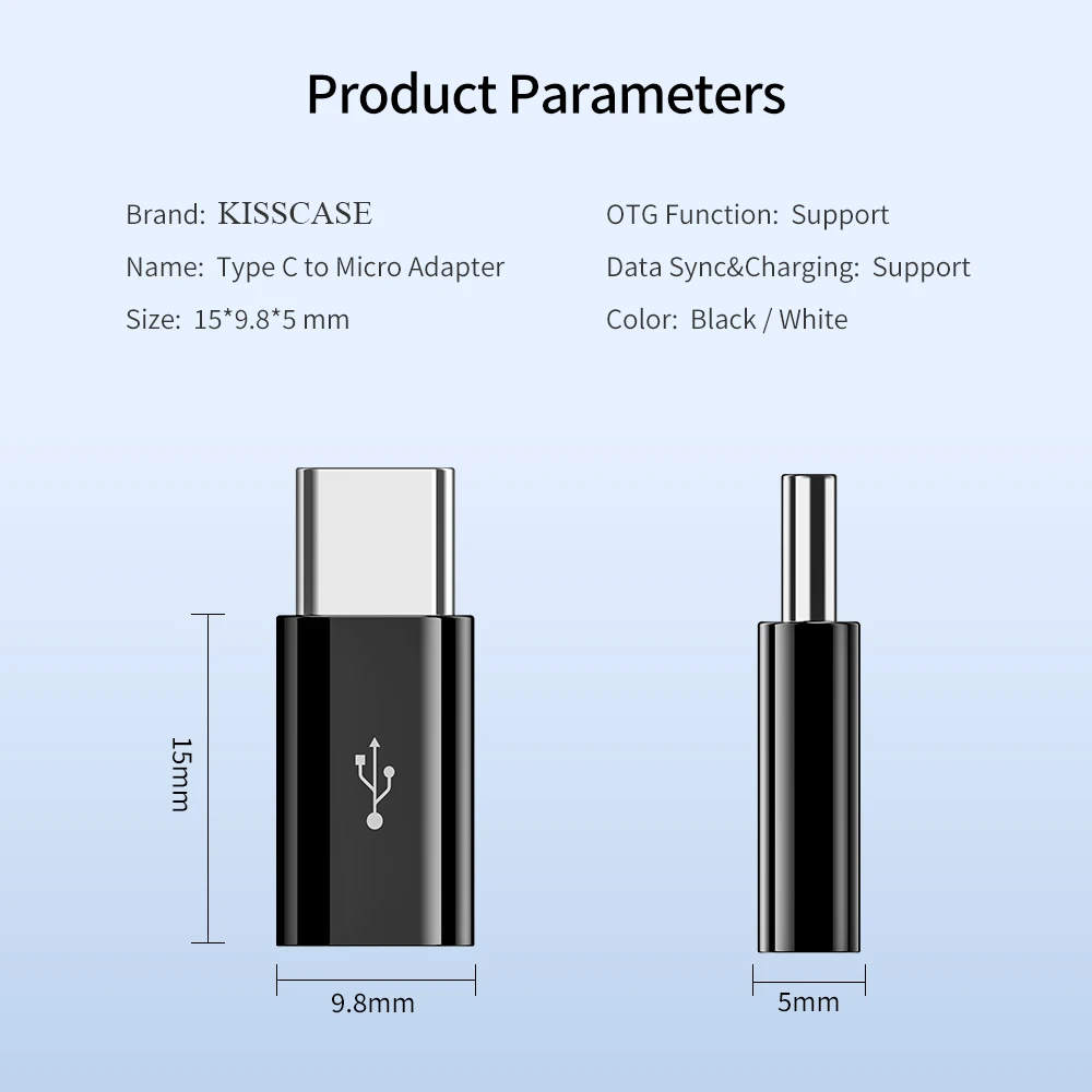 KISSCASE type c Мужской к micro usb Женский typec c к micro адаптер для samsung S10/S9 для Xiaomi huawei Синхронизация данных мини портативный