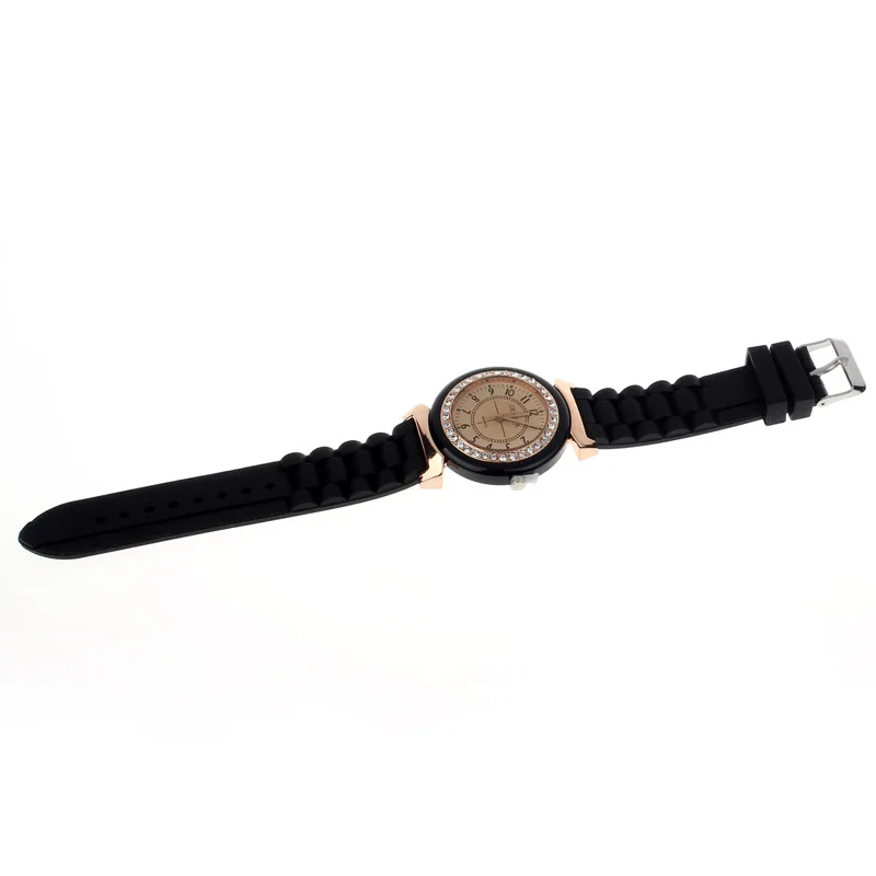 Классические женские наручные часы со стразами Женева резиновый ремешок для часов браслет женские наручные кварцевые повседневные Простые Модные женские часы