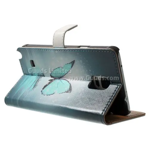 Blue Butterfly Leather Flip Cover for Samsung Galaxy Note 4 N910