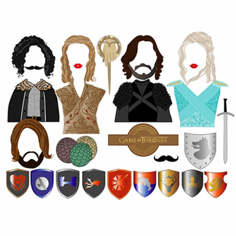 

Game of Thrones Snow Dragon Mother Iron Throne Shield Papercard photo booth props on a stick 31pcs/set