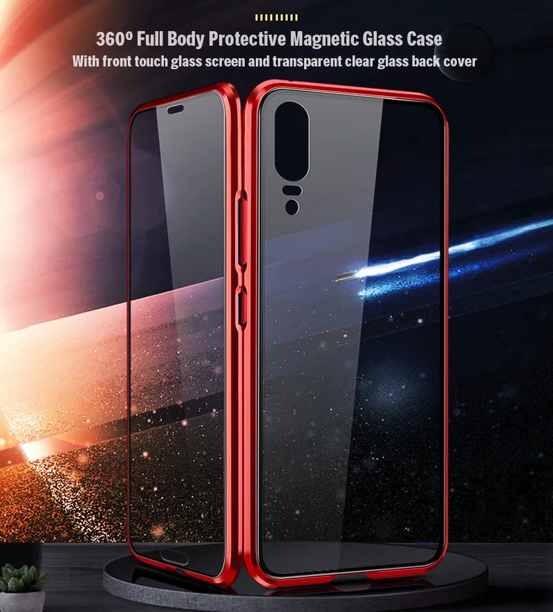 Роскошный магнитный металлический бампер на весь корпус, чехол для huawei P20 Pro чехол 360 прозрачный стеклянный чехол huawei P20Pro чехол P 20