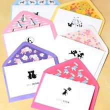 6 комплектов, конверт-открытка с кошкой для пишущих принадлежностей, подарочная карта, конверты, почтовая карта, фото, письмо для хранения, милый животный узор, 6 видов конструкций конверт