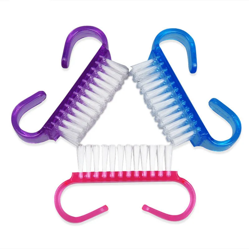 

Hot Nail Plastic Cleaning b rush Fing Nail Dust Clean Handle Scrubbing b rush Tool m anicure Pedicure New Fashion