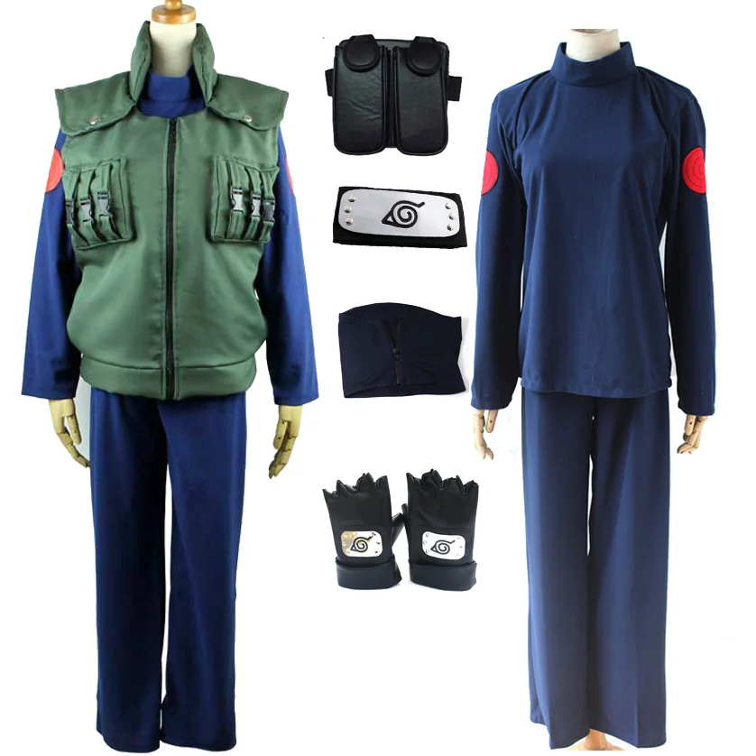 

Japanese Anime Naruto Cosplay Costumes Hatake Kakashi Unisex Vest Garment Clothes gloves mask custom